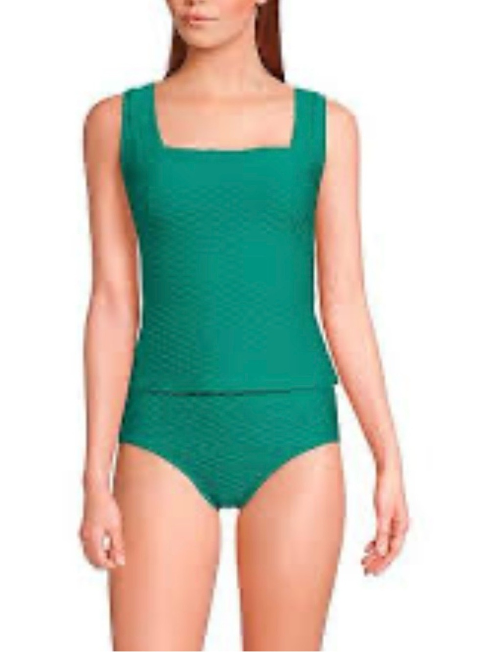 NEW Land's End 2 piece swimsuit Women Sz 6 Tankini Teal Textured Built In Bra - Picture 3 of 15